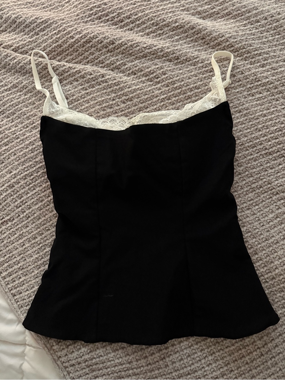 Princess Polly Black Camisole with White Lace Trim